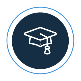 Graduation cap icon on dark background